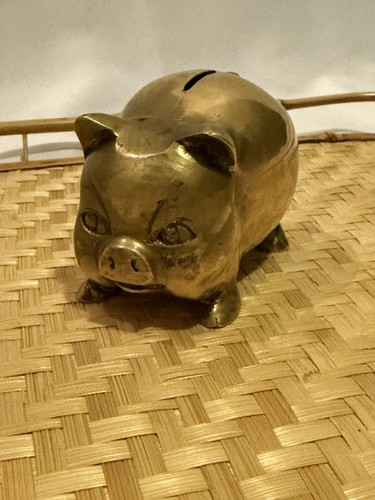 Vtg solid brass - solid, piggy